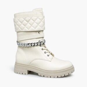Shoe Dazzle Bone Banks Combat Boots Side Zipper Womens Size 6 NWOT NEW NO BOX